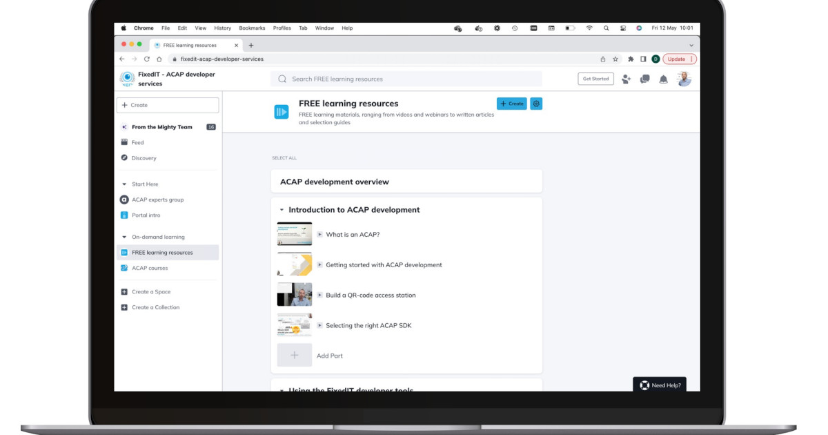 ACAP e-learning platform for developers